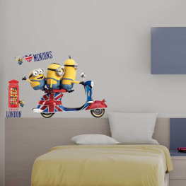 Minions Vespa in London - Køb wallsticker med Minions online