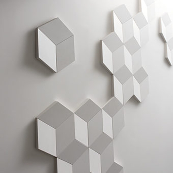 Firkantet 3D mønstret kubiks klods - Køb dekoration til montering på væggen