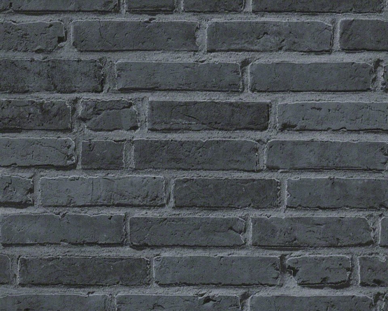 Koksgrå mursten med grå fuger - Køb murstens tapet billigt her