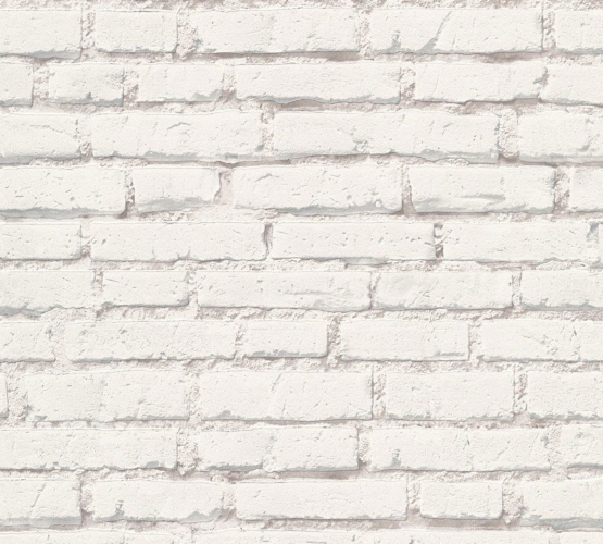 Grå-hvid murstens tapet - Køb tapet med mursten i hvid her