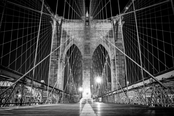 Brooklyn Bridge New York sort hvid - Køb fototapet i god kvalitet