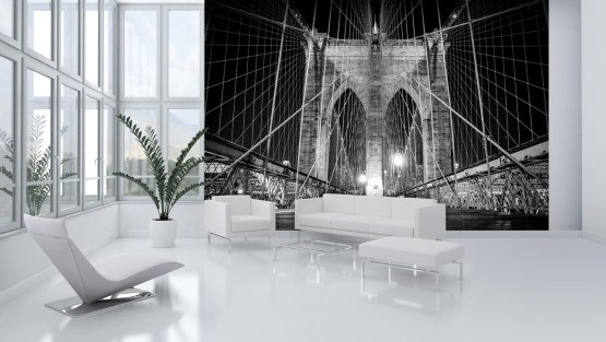 Brooklyn Bridge New York sort hvid - Køb fototapet i god kvalitet