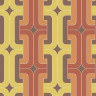 Retro tapet med mønstre i gul, orange og brun - Køb retrotapet her