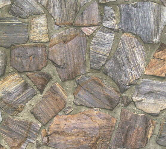 Store mørkebrune granit sten m. mørke fuger - Køb tapet med sten