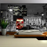 Sort hvid med rød London bus - Køb fototapet i non-woven kvalitet Sort hvid med rød London bus - Køb fototapet i non-woven kvalitet