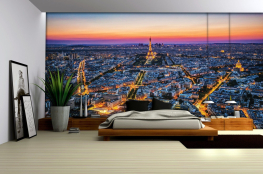 Paris by night med Eiffeltårnet - Køb non-woven fototapet online