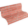 Rød murstenstapet med grå fuger - Køb billig tapet med mursten