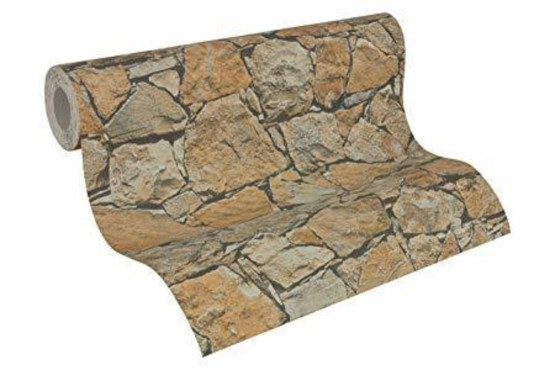 Tapet med brune sten - Køb stentapet billigt online her