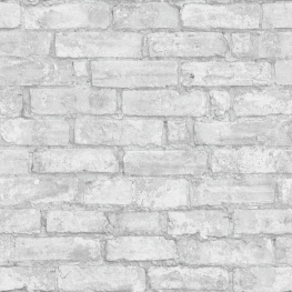 Grå-hvid murstenstapet med grå fuger - Køb tapet med mursten