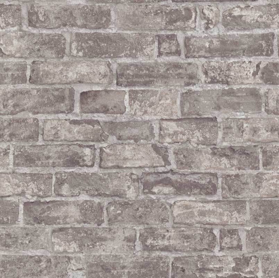 Grå-brun murstenstapet - Køb billig tapet med grå mursten