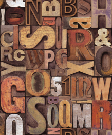 Sættekasse bogstaver og tal brun - Køb tapet i brune farver med bogstaver og tal