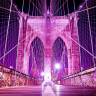 Brooklyn Bridge Pink Manhattan - Køb fototapet i non-woven kvalitet Brooklyn Bridge Pink Manhattan - Køb fototapet i non-woven kvalitet