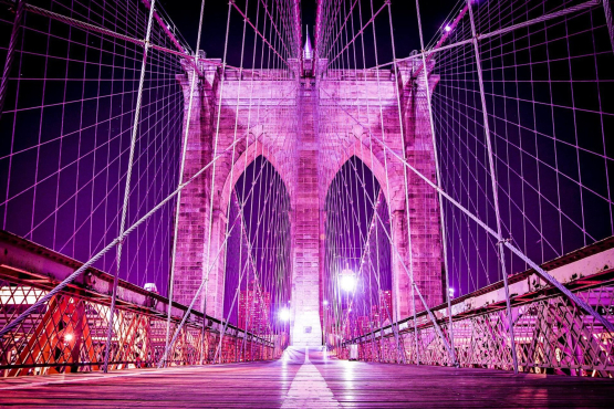 Brooklyn Bridge Pink Manhattan - Køb fototapet i non-woven kvalitet