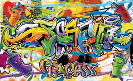 Graffiti tags med flotte farver - Køb fototapet med grafitti maleri på væg
