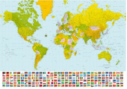 Map of the world - Køb Fototapet verdenskort med landeflag online her