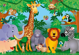 In the Jungle - Køb børne fototapet med vilde dyr i junglen