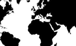Verdenskort i sort hvid - Køb fototapet med verdenskortet på her