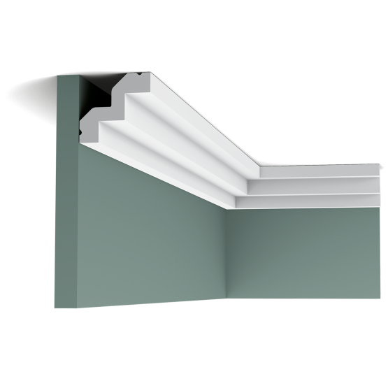 C602 - Køb hvid stukliste med firkanter som en lille trappe