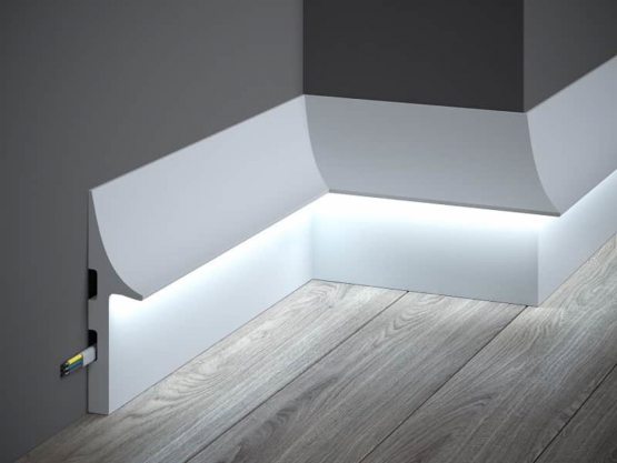 Fodliste med bue til LED lys 15cm. - Køb fodpanel til ledlys til gulvet