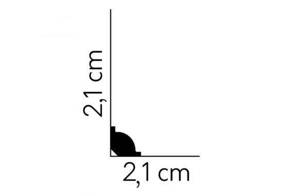 Lille pynteliste med vinger og bue 2,1 X 2,1cm. - Gulvliste i hvid