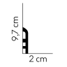 Stilren fodliste med bue i toppen 9,7cm. høj - Fodpanel med ledningsskjul Stilren fodliste med bue i toppen 9,7cm. høj - Fodpanel med ledningsskjul