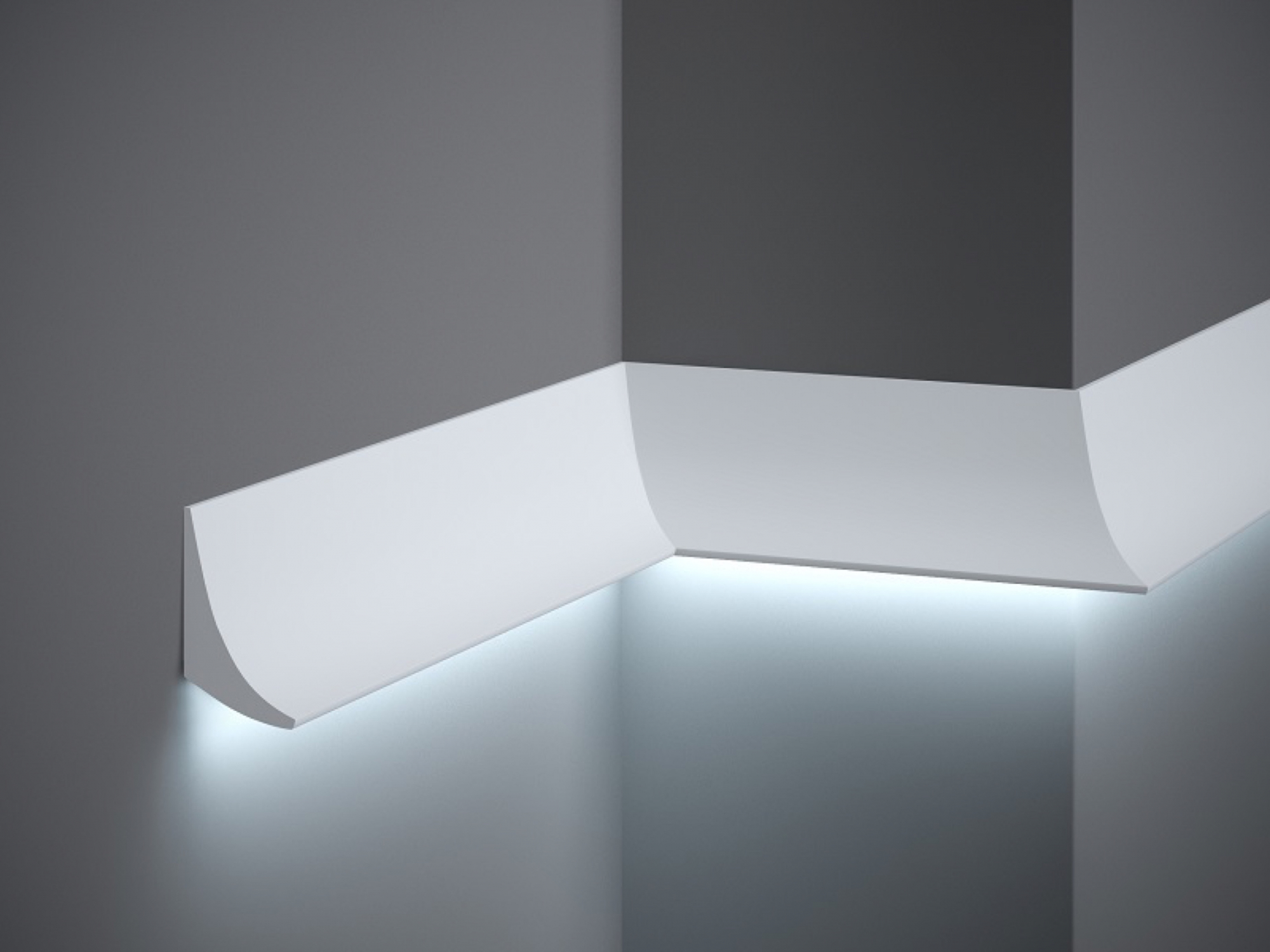 Minimalistisk vægliste til LED lys Køb stukliste til med LEDlys