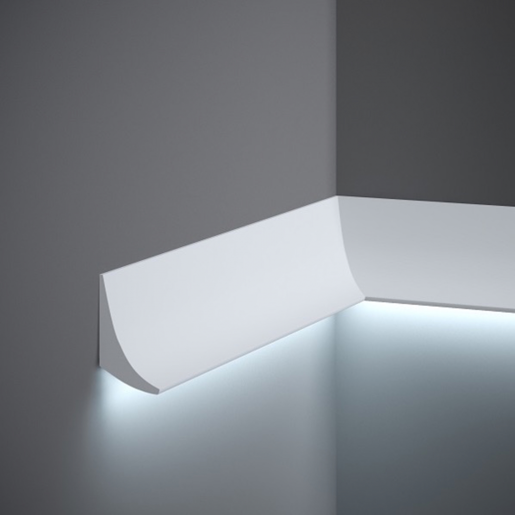 Minimalistisk vægliste til LED lys Køb stukliste til med LEDlys