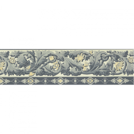 Grå almue tapetbort med blade og blomster fra DURO Gammal svenska