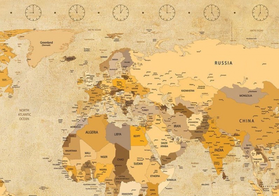Retro Verdenskort i brune nuancer Non-woven - Kort med alle lande