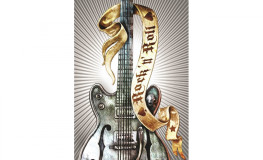 Rock and Roll Guitar lys til dør - Køb fototapet til døren online her