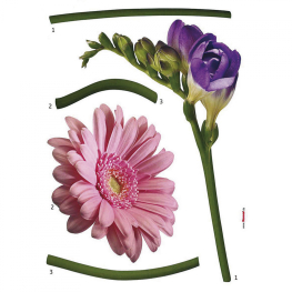 Lilla og lyserød blomster wallstickers med flotte blomster