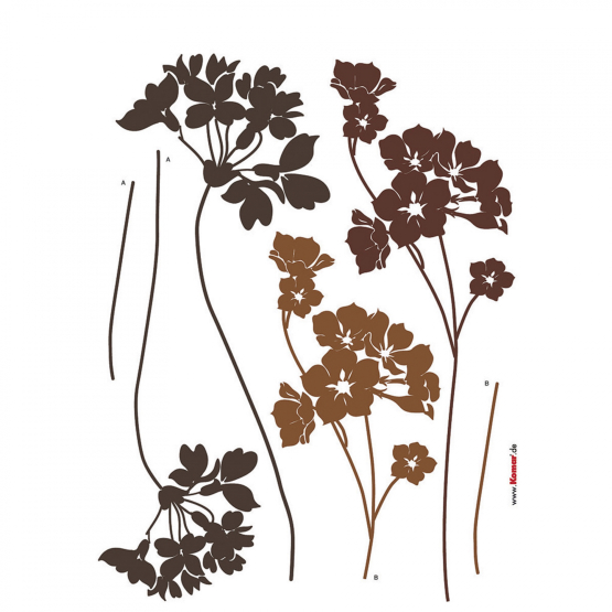 Brune Blomster wallstickers med flotte brune blomster