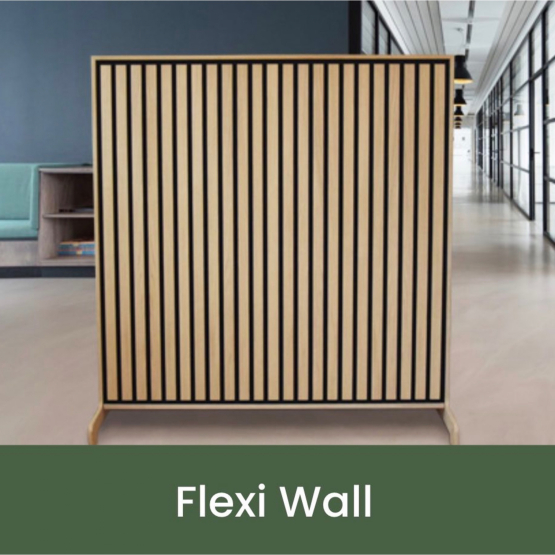 Akustik skillevæg Flexi Wall 125X120cm. - Køb skillerums væg i træ