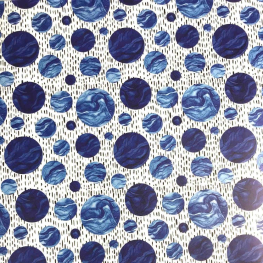 Aqua dots Klæbefolie 45cm. 2 meter - Selvklæbende folie i blå & hvid