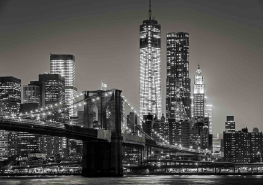 Brooklyn Bridge New York Sort-hvid - Køb non-woven fototapet billigt her