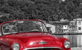 Rød veteranbil i Havana Cuba Non-woven - Køb fototapet online