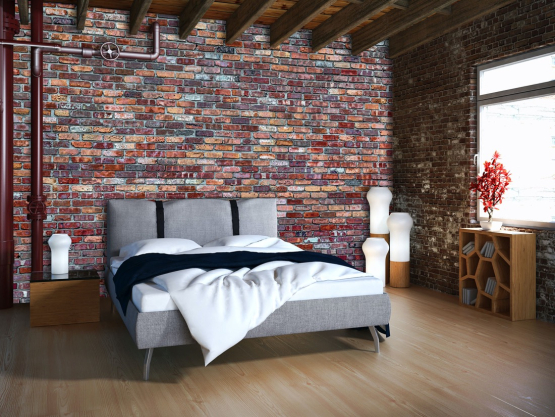 Gammel rød murstensmur - Køb non-woven fototapet med mursten