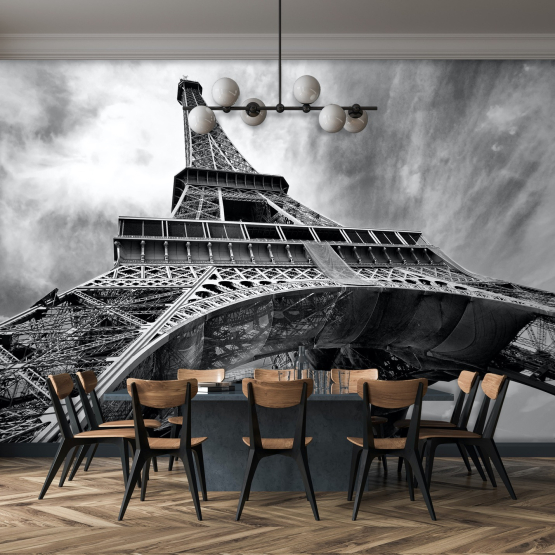 Eiffeltårnet i sort hvid - Køb flotte fototapeter her!