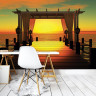 Solnedgang med bro og pavillon - Køb flotte fototapeter her! Solnedgang med bro og pavillon - Køb flotte fototapeter her!