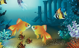 Atlantis med fisk og koraler - Køb flotte fototapeter her!