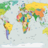Verdenskort Non-woven - Køb fototapet m. verdenskortet med farver
