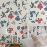 013-02 Spolargården blå og røde blomster Gammal Svenska Tapet 013-02 Spolargården blå og røde blomster Gammal Svenska Tapet