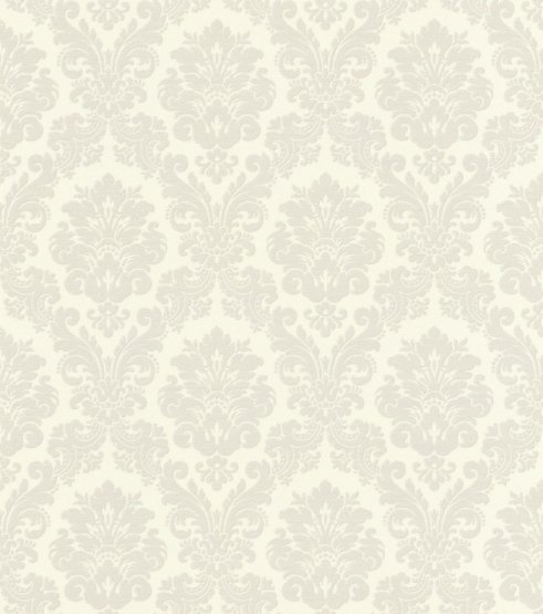 Råhvid tapet med lys grå damask - Flot gammeldags look