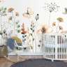 Akvarel blomster og sommerfugle - flot fotostat til børneværelset Akvarel blomster og sommerfugle - flot fotostat til børneværelset