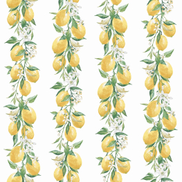Hvid tapet med citronranker | Flot tapet med gule citroner
