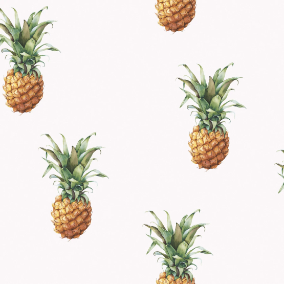 Råhvid tapet med ananas | Køb flot tapet til køkken