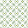 Hvid tapet med bladmønster i grøn med gule prikker