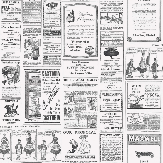 Tapet med avispapir i sort og hvid | Køb flot tapet med avis tryk