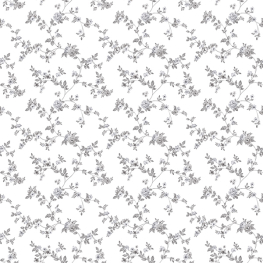 Hvid tapet med små sorte blomster på grene | sort-hvid Tapet med småt blomster mønster