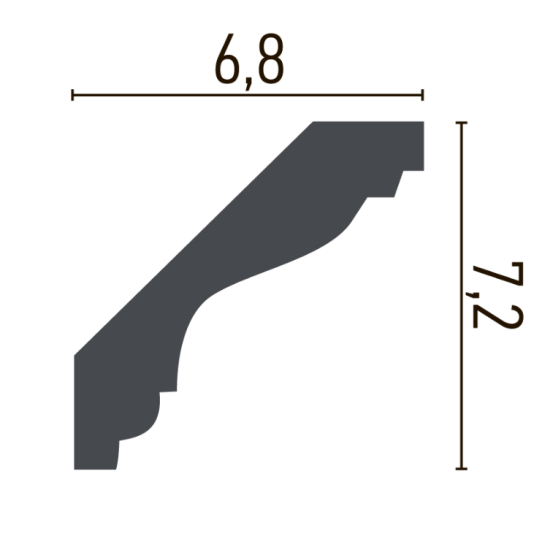 Stukliste måler 7,2 cm x 6,8 cm